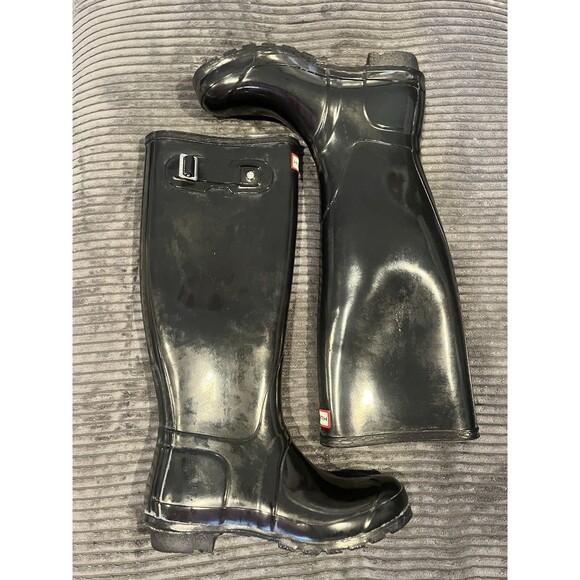 Hunter Rain Boots Original Tall Glossy Black Women’s Size 8 US Excellent - Picture 1 of 8
